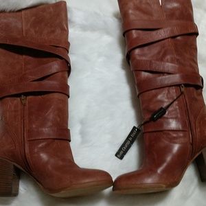 #8 MSRP=$498 NWT@$150 ITALIAN Whiskey LEATHER Knee High Boots